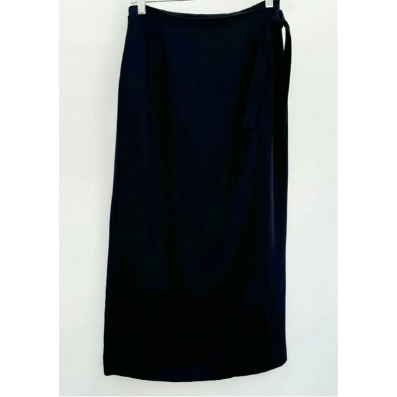 Tristan & Iseut Long Navy Wrap Skirt Fully Lined Size 9 Vintage - Picture 1 of 11